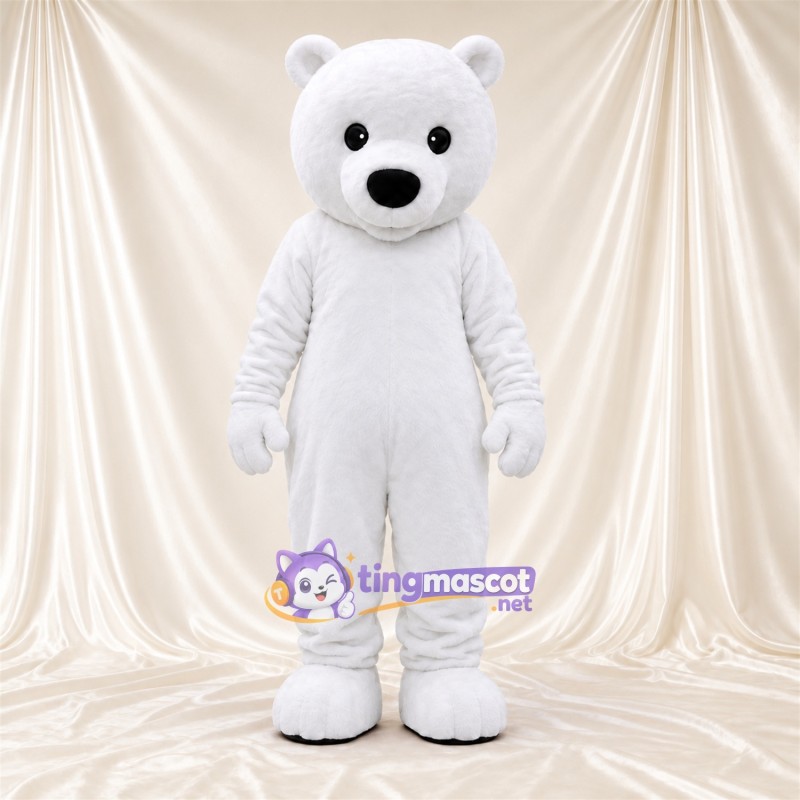 Costume de mascotte Ours polaire – blanc – Bouche fermée; Tête