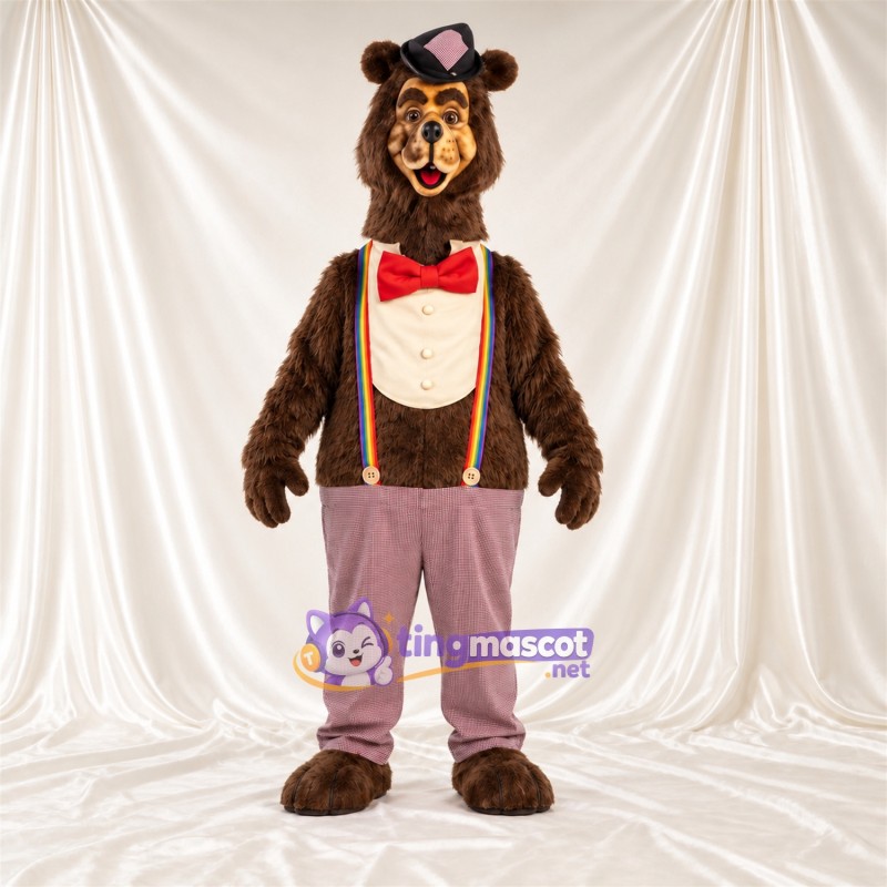 Brown Bear Mascot Costume - Top Hat and Suspenders Brown Bear Mascot Costume - Top Hat and Suspenders