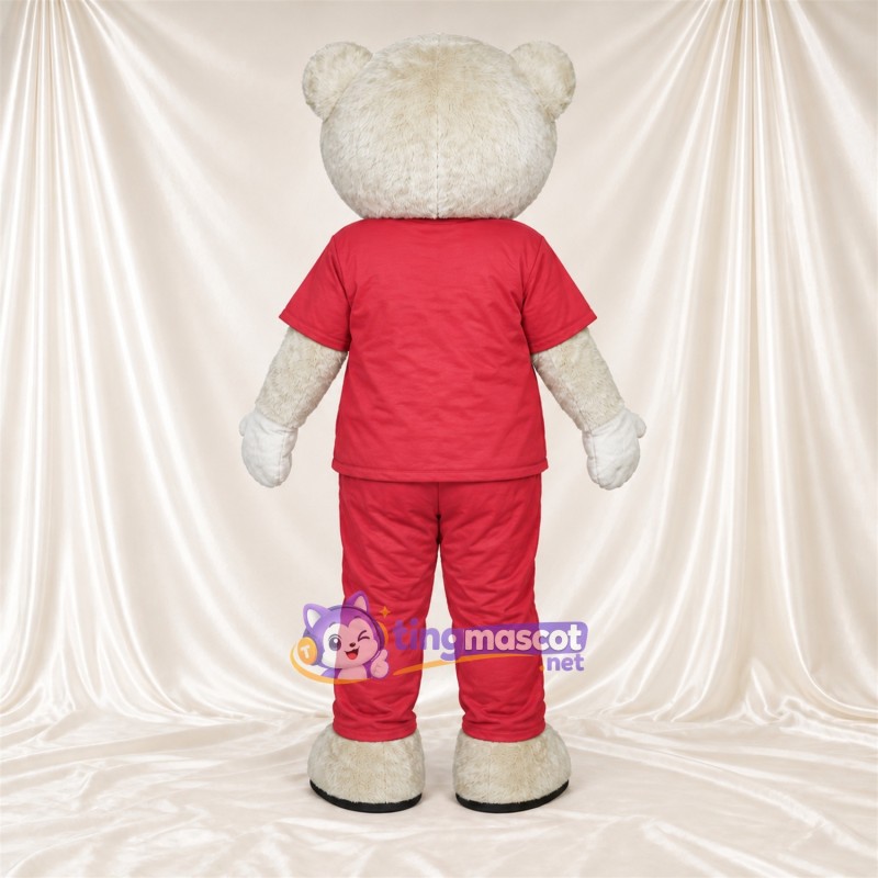 Maskottchenkostüm Bär – weiß – Outfit (rot) Maskottchenkostüm Bär – weiß – Outfit (rot)