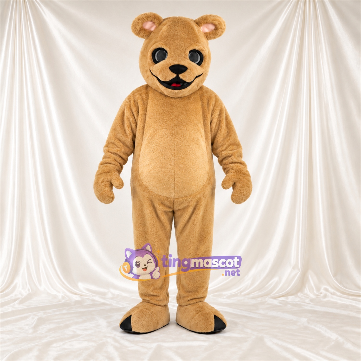 Maskottchenkostüm Bär – braun – Ohreninnenseiten (creme); Lächelndes Gesicht Maskottchenkostüm Bär – braun – Ohreninnenseiten (creme); Lächelndes Gesicht