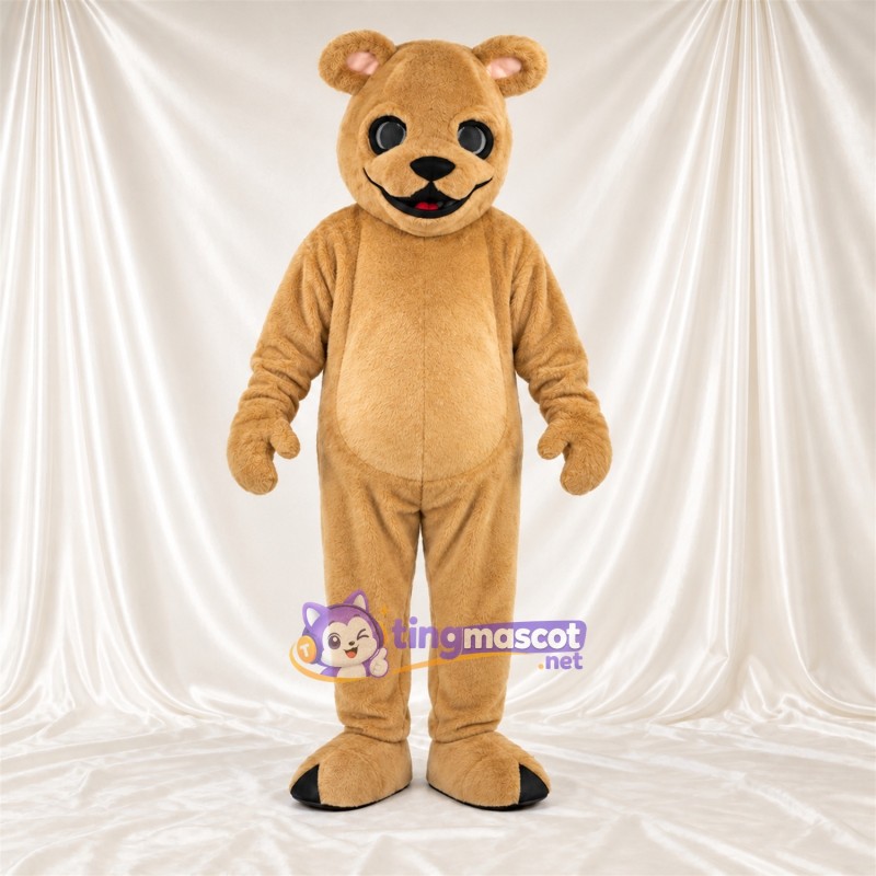 Maskottchenkostüm Bär – braun – Ohreninnenseiten (creme); Lächelndes Gesicht Maskottchenkostüm Bär – braun – Ohreninnenseiten (creme); Lächelndes Gesicht