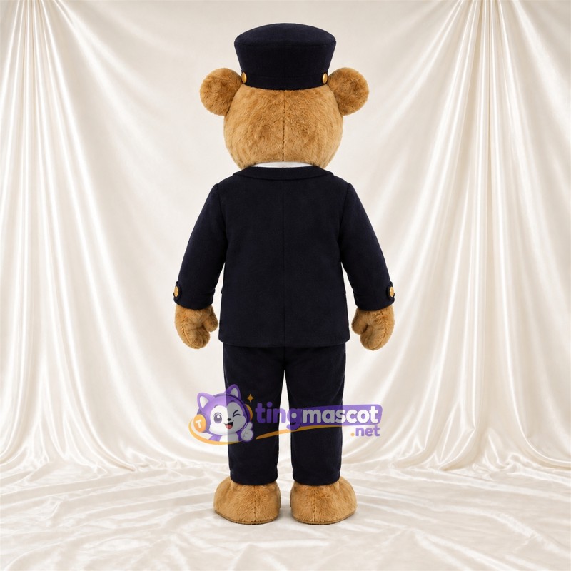 Maskottchenkostüm Bär – braun – Anzug (schwarz); Zylinder Maskottchenkostüm Bär – braun – Anzug (schwarz); Zylinder