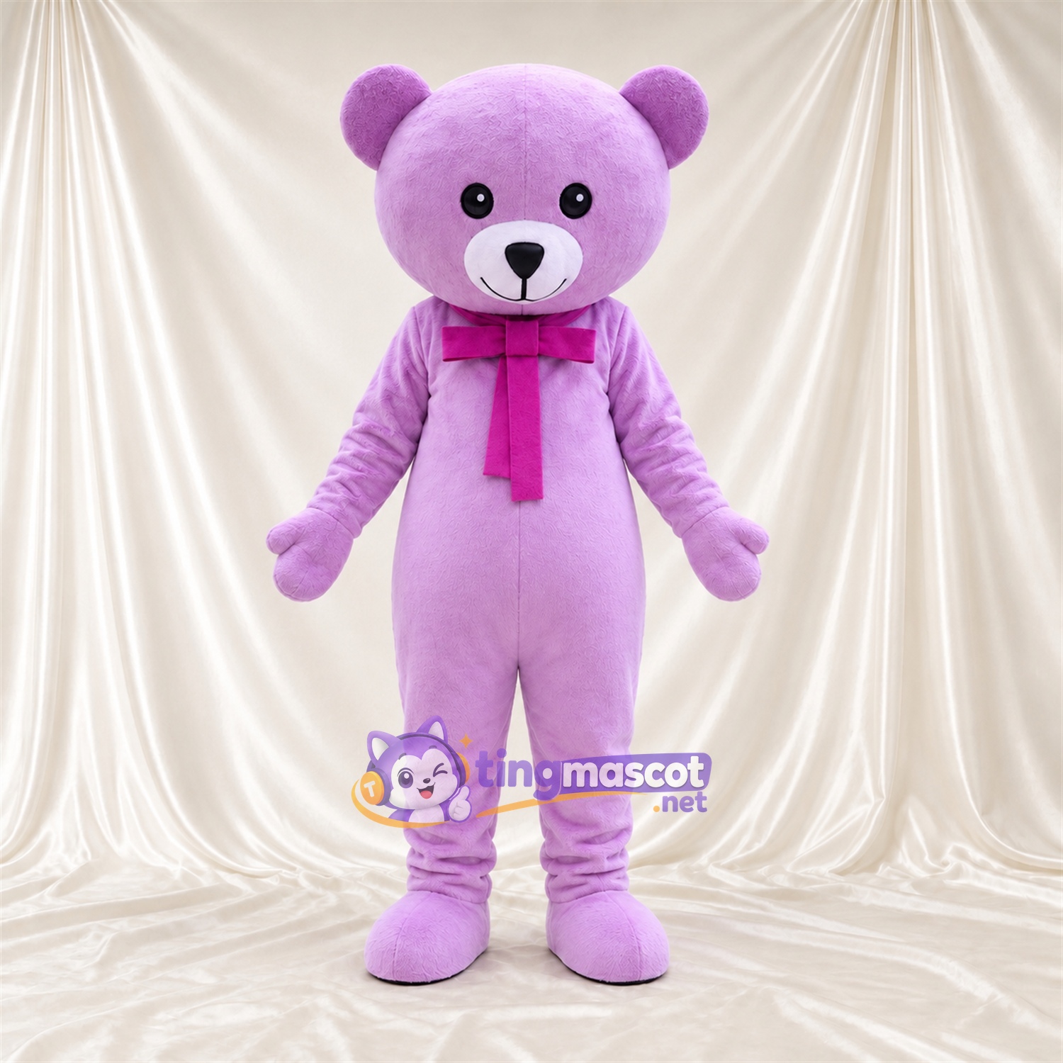 Maskottchenkostüm Bär – violett – Schal (violett) Maskottchenkostüm Bär – violett – Schal (violett)