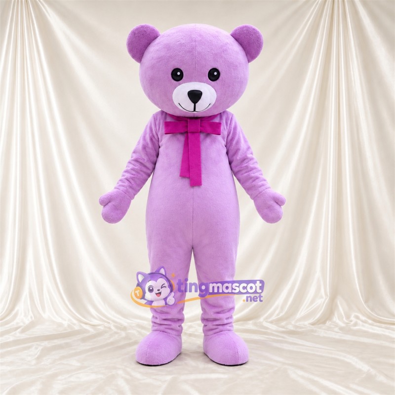Maskottchenkostüm Bär – violett – Schal (violett) Maskottchenkostüm Bär – violett – Schal (violett)