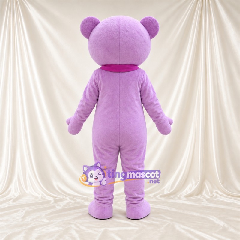 Maskottchenkostüm Bär – violett – Schal (violett) Maskottchenkostüm Bär – violett – Schal (violett)