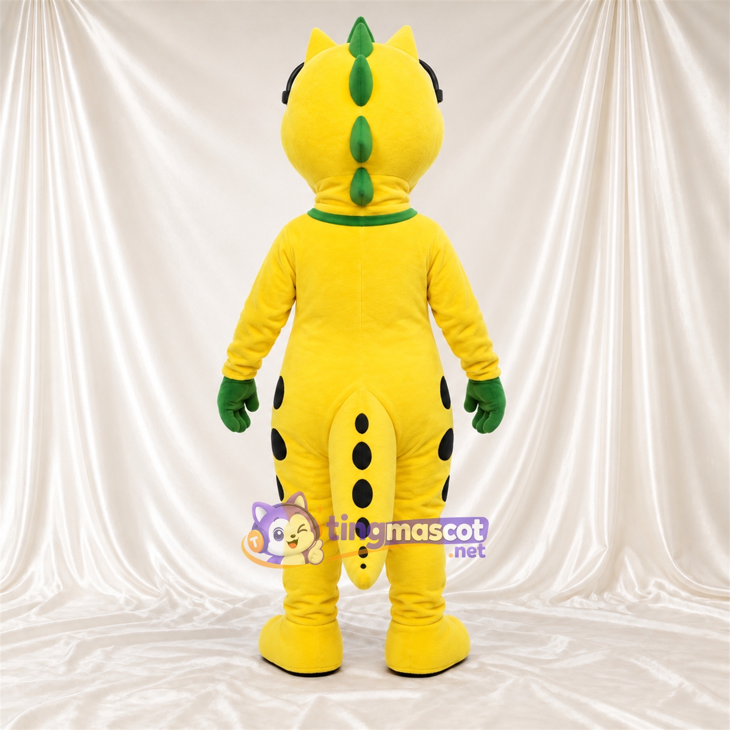 Costume de mascotte Dragon – jaune – Épines (vert) Costume de mascotte Dragon – jaune – Épines (vert)