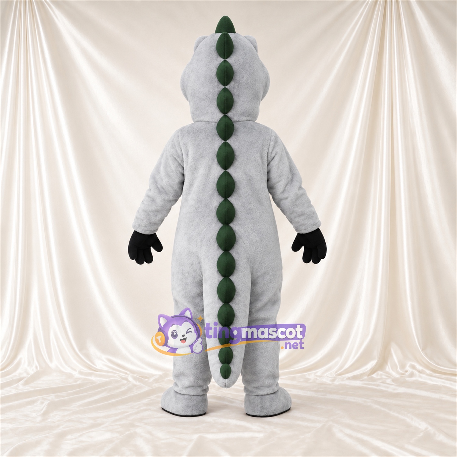 Gray Crocodile Mascot Costume - Green Spines Gray Crocodile Mascot Costume - Green Spines