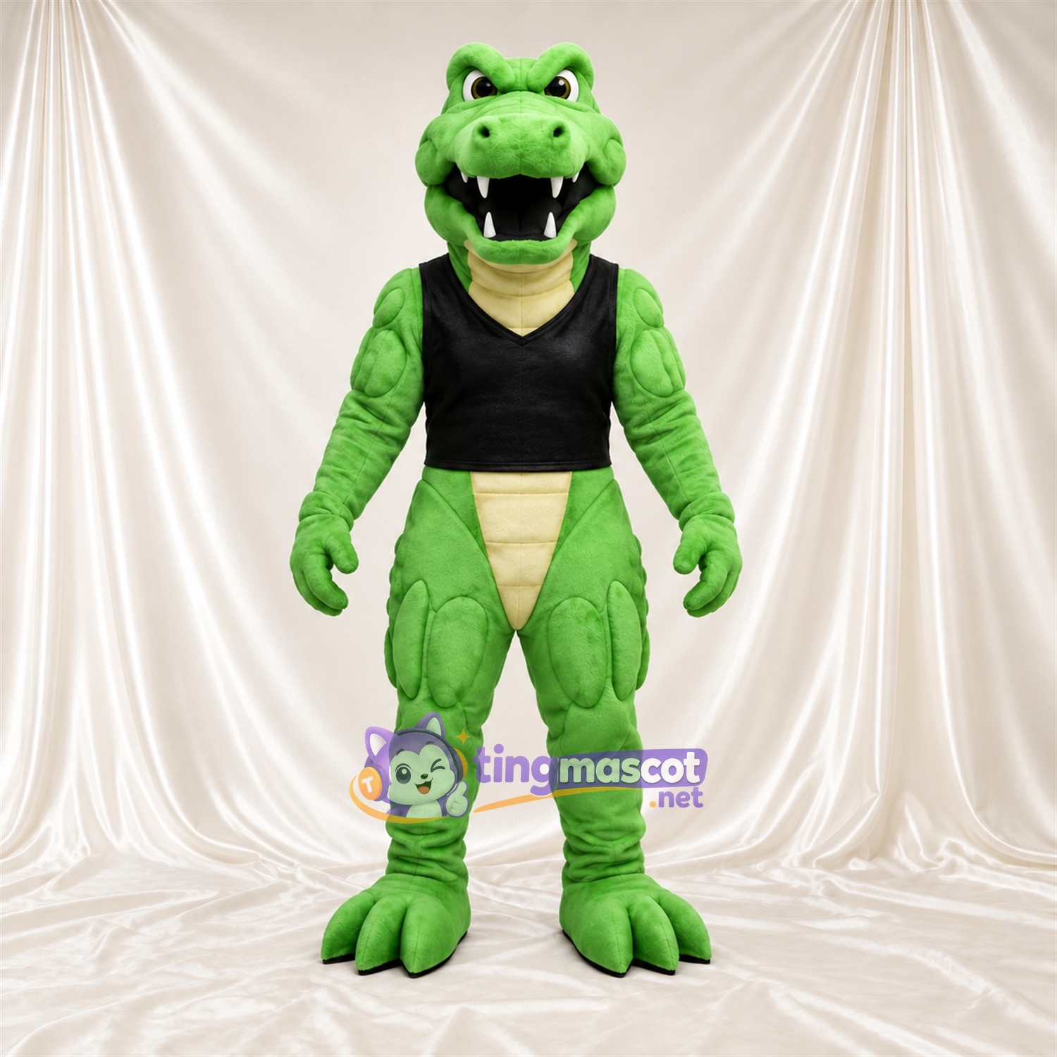 Green Crocodile Mascot Costume - Black Tank Top Green Crocodile Mascot Costume - Black Tank Top