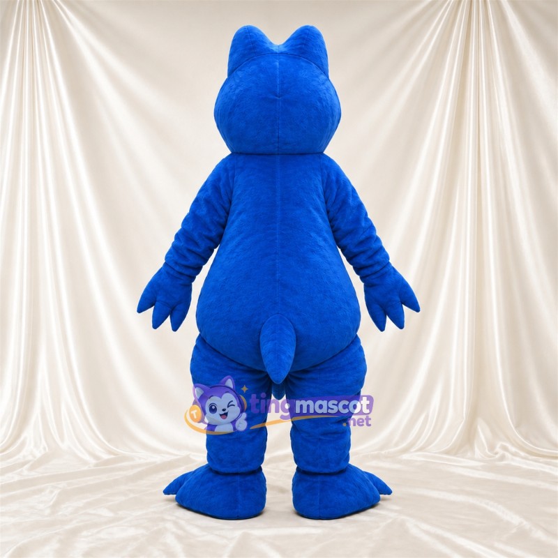 Blue Dinosaur Mascot Costume - Green Belly Blue Dinosaur Mascot Costume - Green Belly