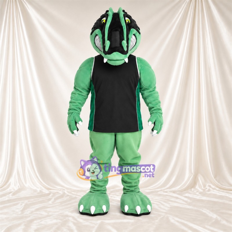 Costume de mascotte Crocodile – vert – Casque; Chemise (noir) Costume de mascotte Crocodile – vert – Casque; Chemise (noir)