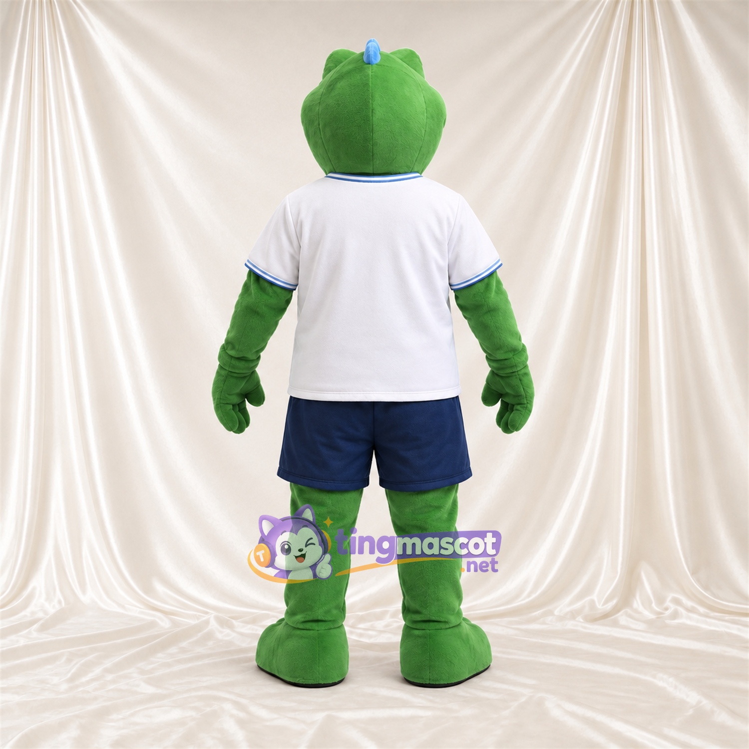 Costume de mascotte Crocodile – vert – Chemise (blanc); Short (bleu) Costume de mascotte Crocodile – vert – Chemise (blanc); Short (bleu)