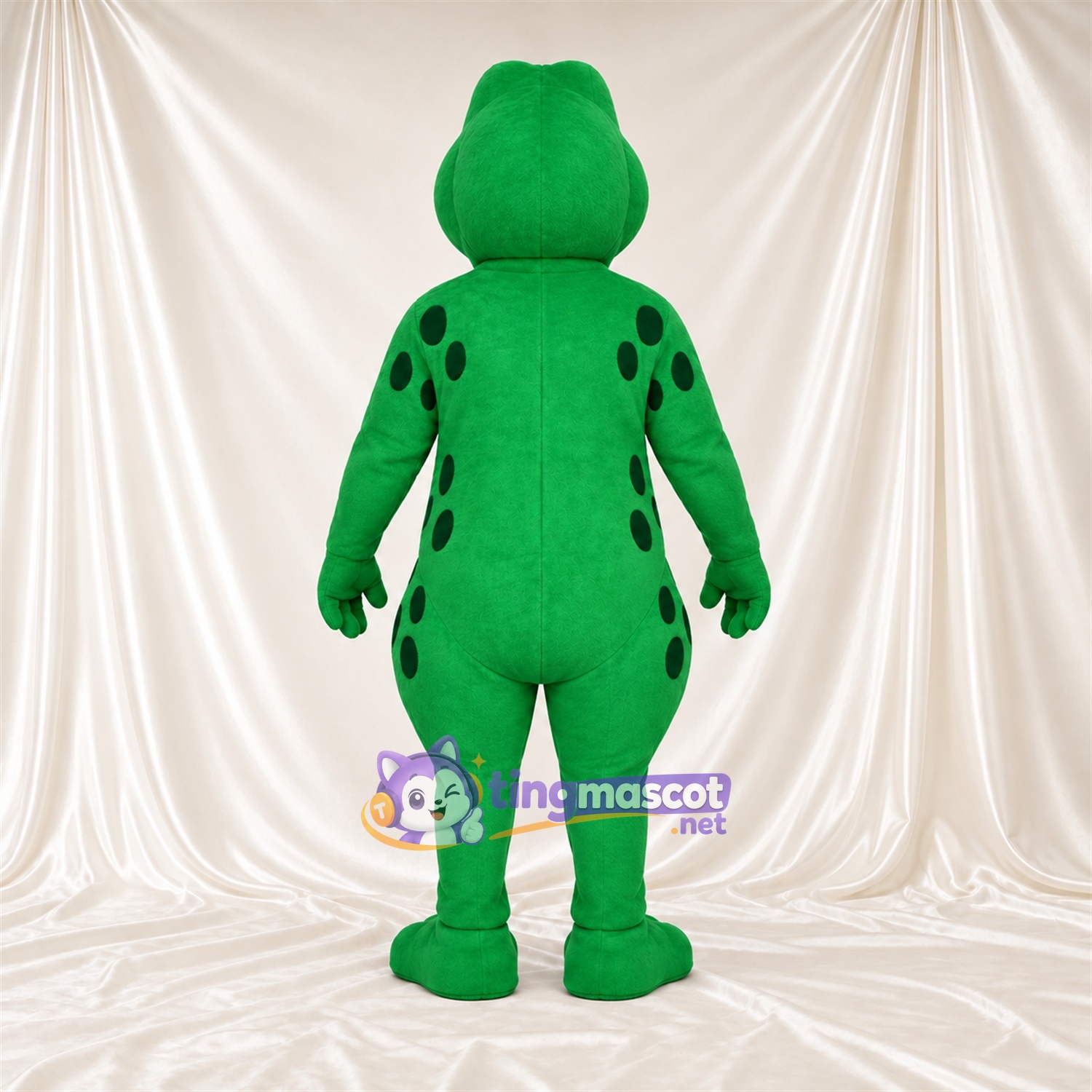 Maskottchenkostüm Dinosaurier – grün – Flecken (schwarz); Bauch (creme) Maskottchenkostüm Dinosaurier – grün – Flecken (schwarz); Bauch (creme)