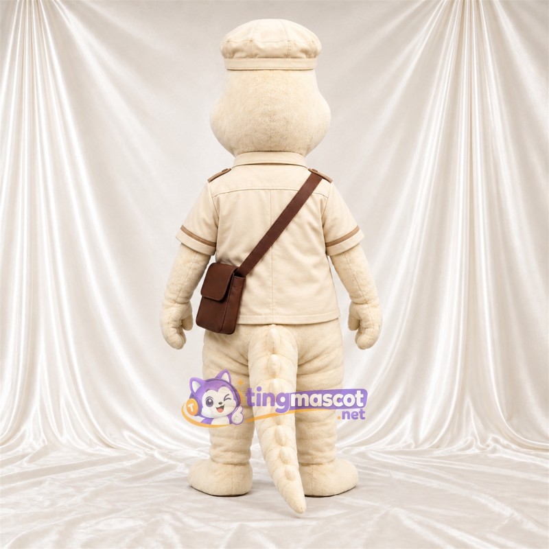 Cream Crocodile Mascot Costume - Safari Outfit and Shoulder Bag Cream Crocodile Mascot Costume - Safari Outfit and Shoulder Bag