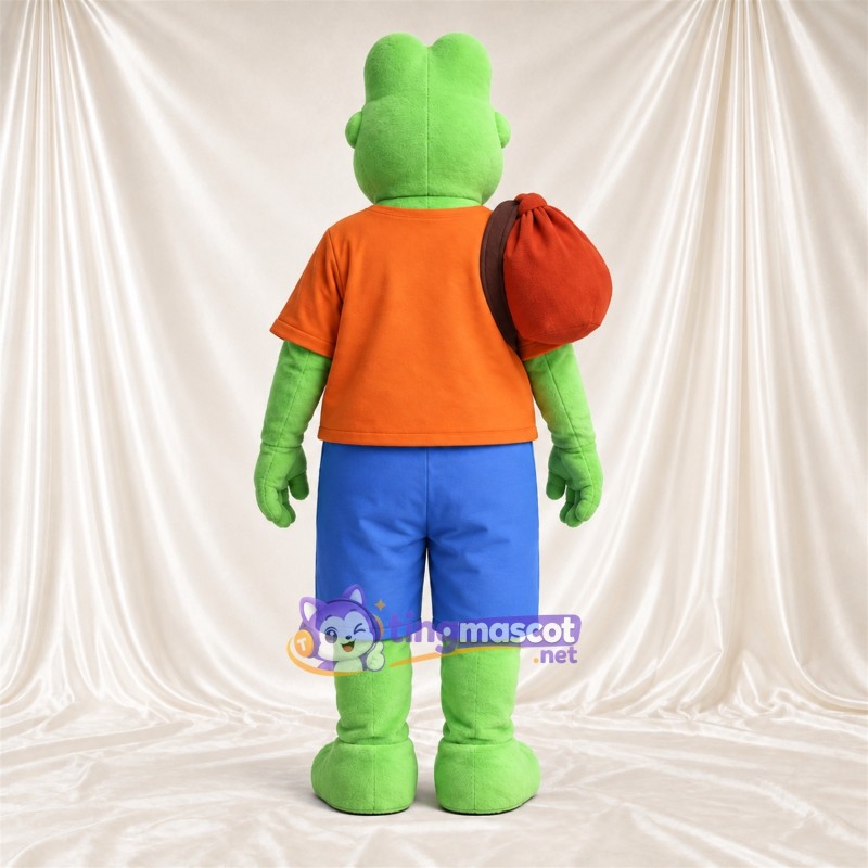 Costume de mascotte Crocodile – vert – Chemise (orange); Short (bleu) Costume de mascotte Crocodile – vert – Chemise (orange); Short (bleu)