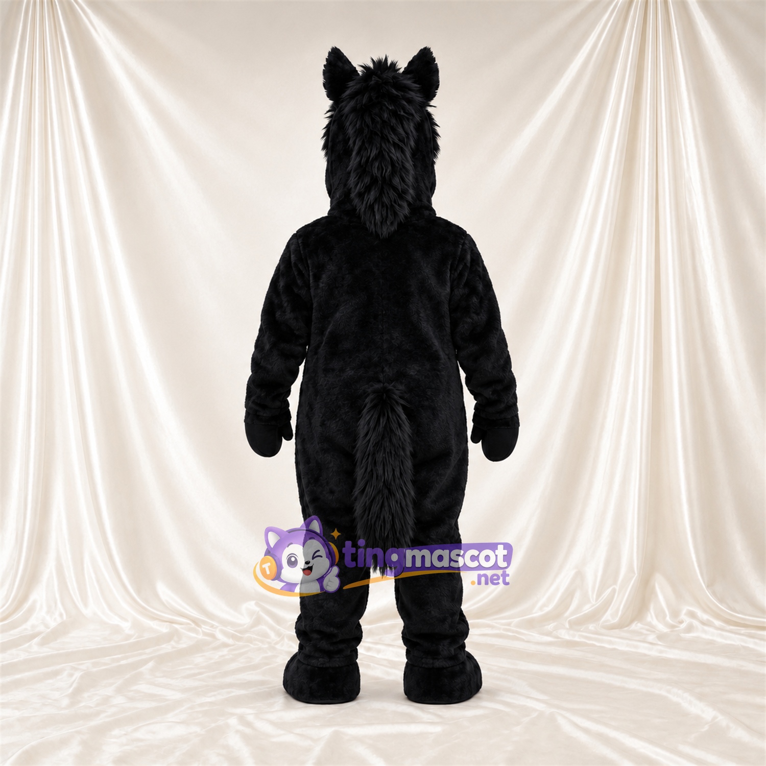 Black Horse Mascot Costume - Black Mane and Long Muzzle Black Horse Mascot Costume - Black Mane and Long Muzzle