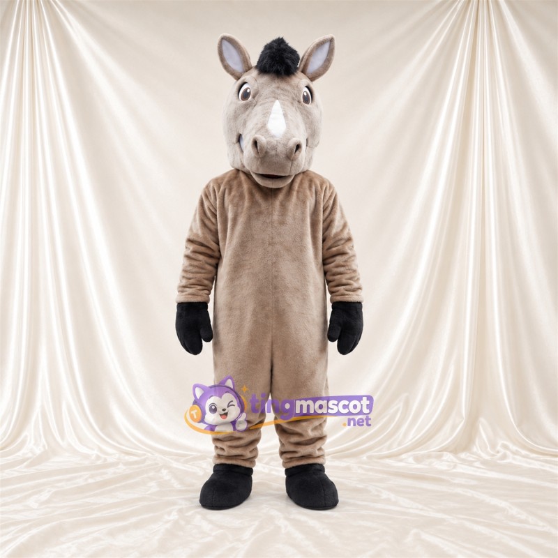 Costume de mascotte Âne – gris – Crinière (noir); Liste sur le visage (blanc) Costume de mascotte Âne – gris – Crinière (noir); Liste sur le visage (blanc)