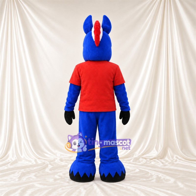 Blue Donkey Mascot Costume - Red Shirt Blue Donkey Mascot Costume - Red Shirt