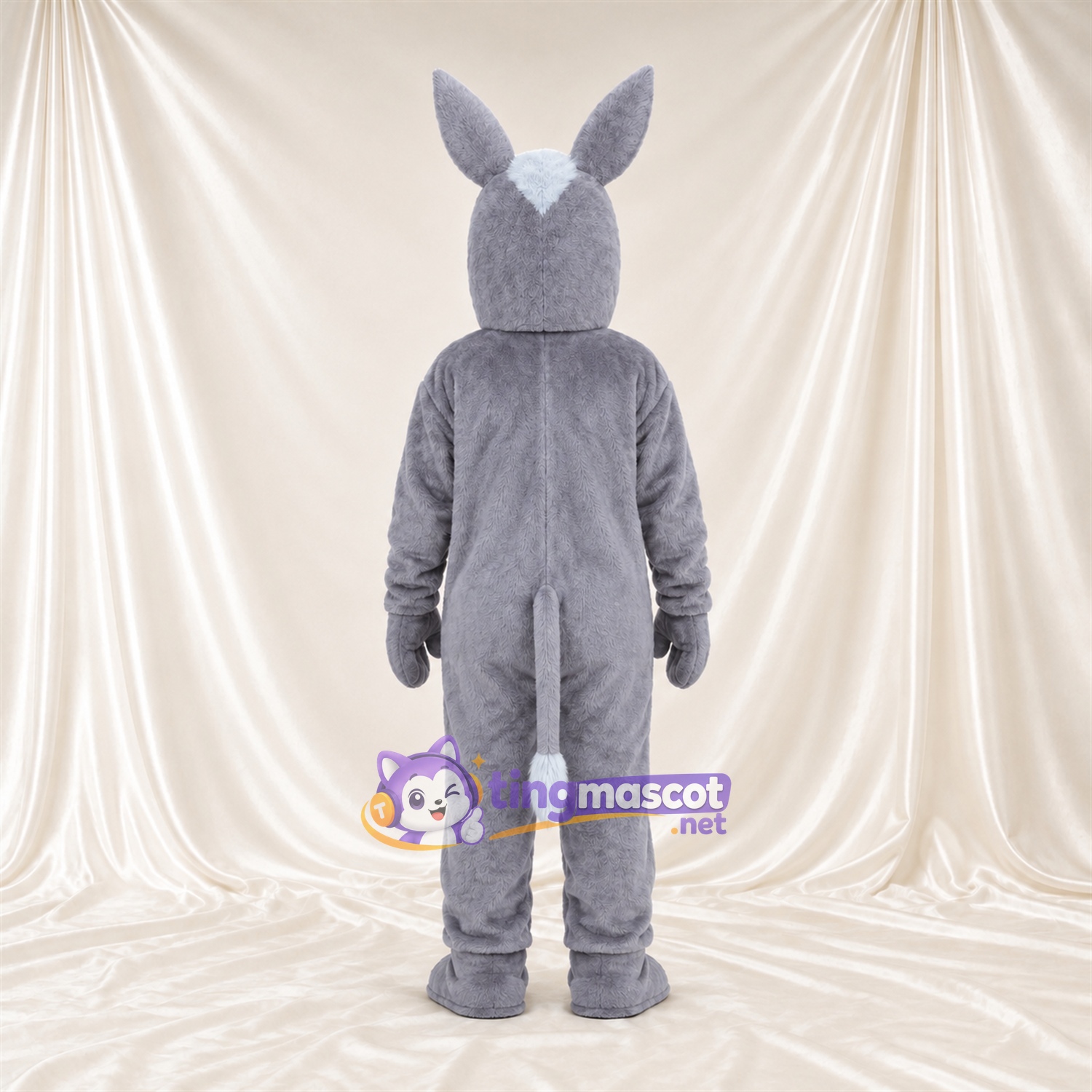 Maskottchenkostüm Esel – grau – Lange Ohren; Gesichtsblässe (weiß) Maskottchenkostüm Esel – grau – Lange Ohren; Gesichtsblässe (weiß)