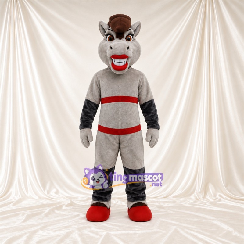 Costume de mascotte Cheval – gris – Chapeau; Chemise Costume de mascotte Cheval – gris – Chapeau; Chemise