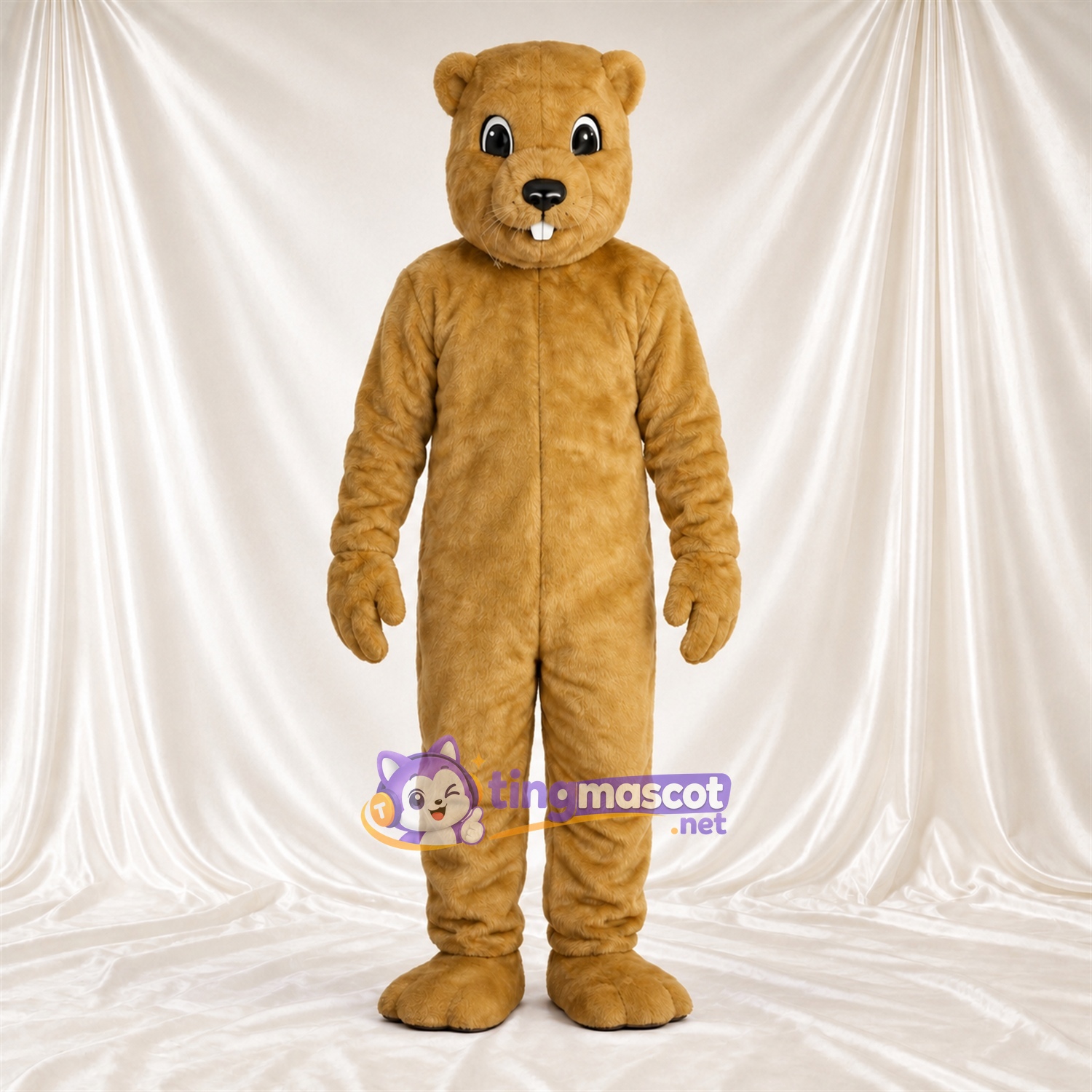 Maskottchenkostüm Bär – hellbraun – Kleine runde Ohren; Nase (schwarz) Maskottchenkostüm Bär – hellbraun – Kleine runde Ohren; Nase (schwarz)