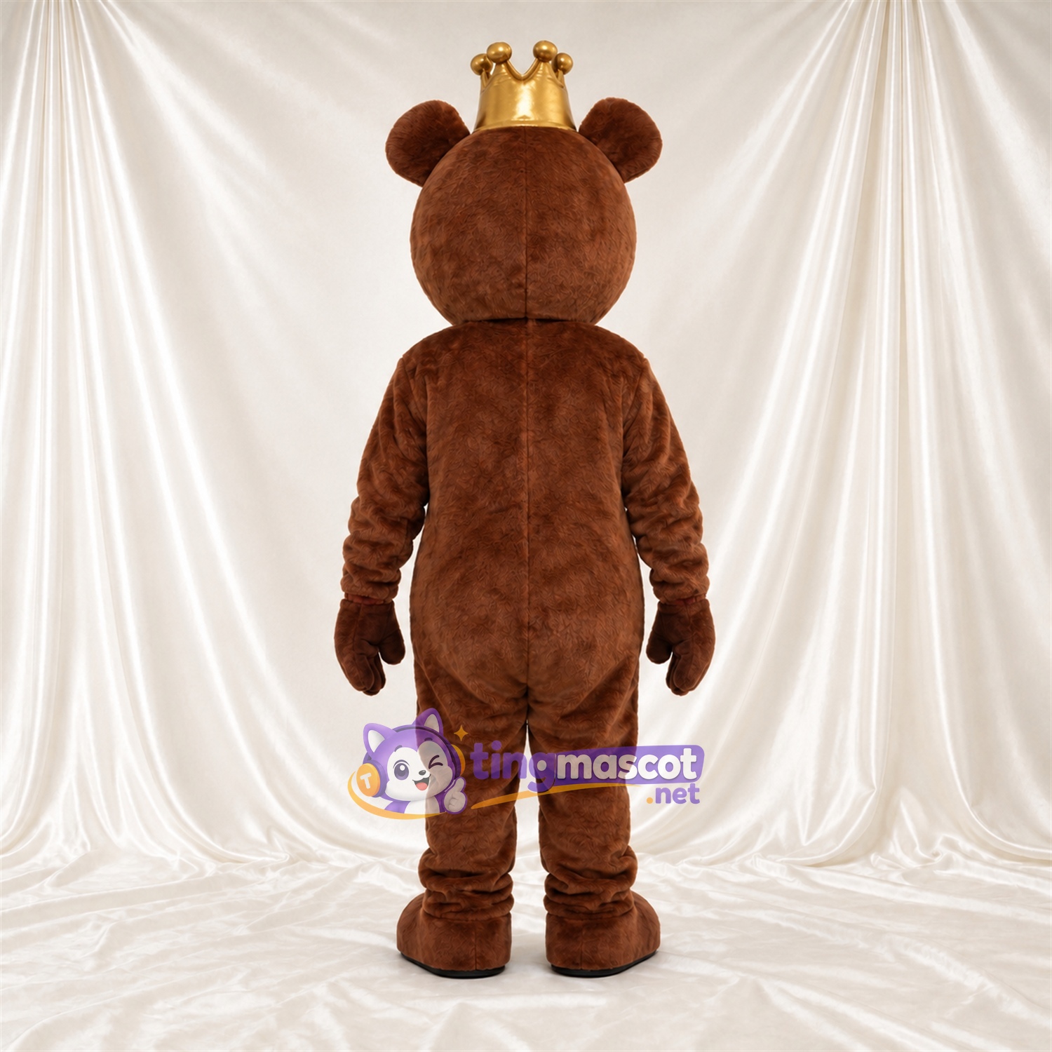 Maskottchenkostüm Bär – braun – Krone (goldfarben) Maskottchenkostüm Bär – braun – Krone (goldfarben)
