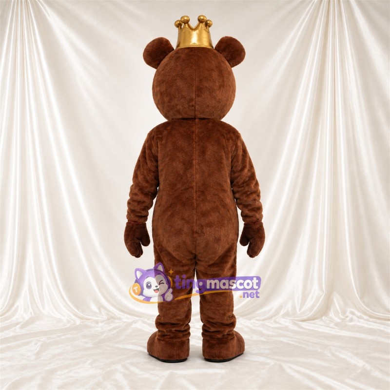 Maskottchenkostüm Bär – braun – Krone (goldfarben) Maskottchenkostüm Bär – braun – Krone (goldfarben)