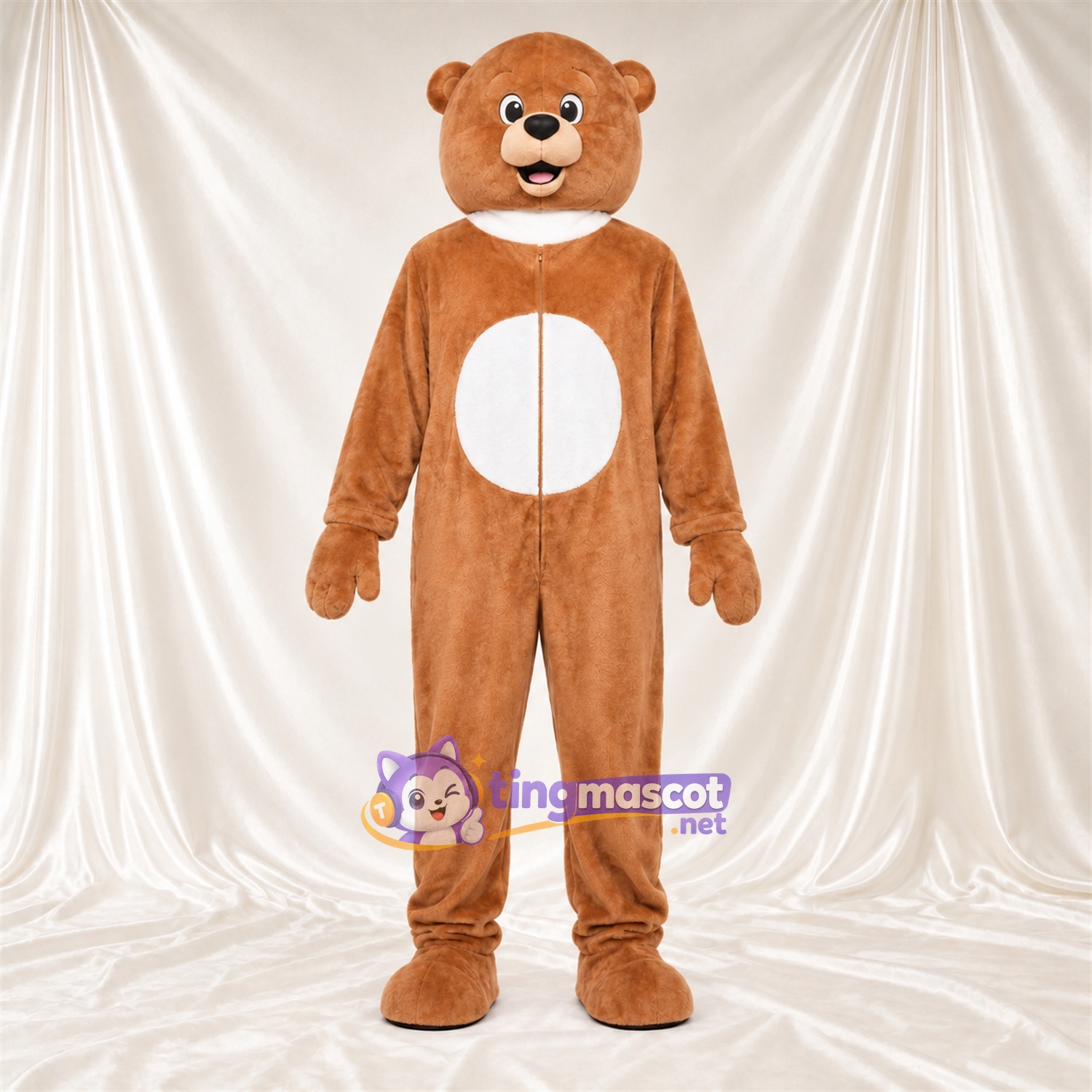Maskottchenkostüm Bär – braun – Runder Bauch; Bauch (weiß) Maskottchenkostüm Bär – braun – Runder Bauch; Bauch (weiß)