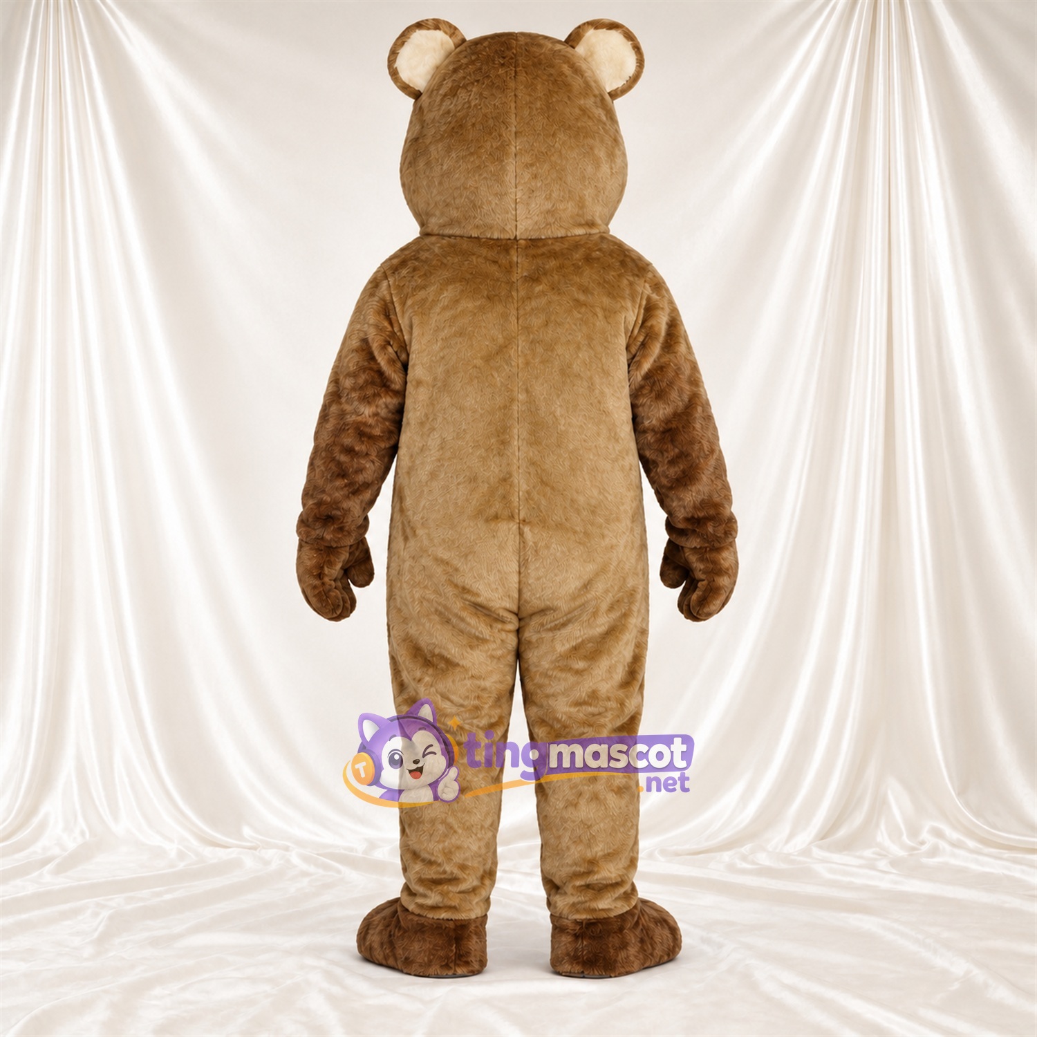 Maskottchenkostüm Bär – braun – Schnauze (creme); Augen (blau) Maskottchenkostüm Bär – braun – Schnauze (creme); Augen (blau)