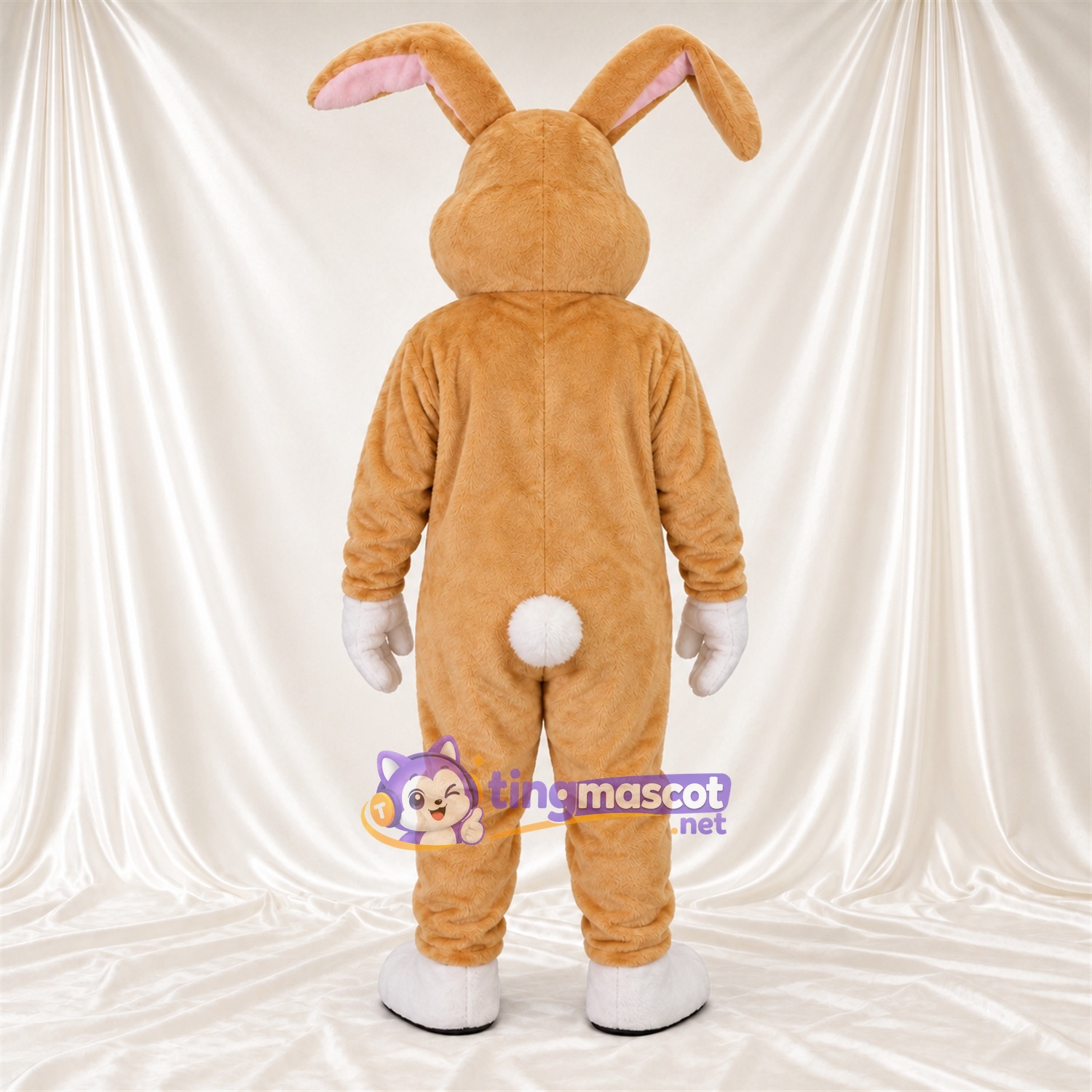 Costume de mascotte Lapin – brun clair – Ventre (blanc); Oreilles Costume de mascotte Lapin – brun clair – Ventre (blanc); Oreilles