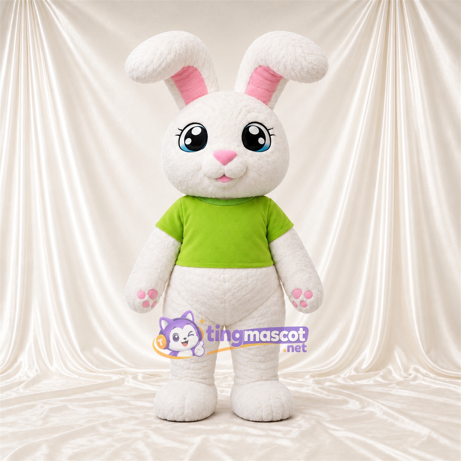 Costume de mascotte Lapin – blanc – Chemise (vert) Costume de mascotte Lapin – blanc – Chemise (vert)