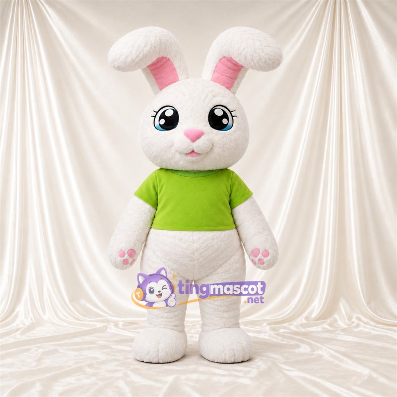 Costume de mascotte Lapin – blanc – Chemise (vert) Costume de mascotte Lapin – blanc – Chemise (vert)