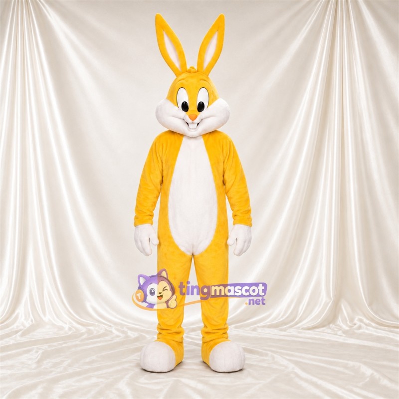 Costume de mascotte Lapin – jaune – Ventre (blanc); Longues oreilles Costume de mascotte Lapin – jaune – Ventre (blanc); Longues oreilles