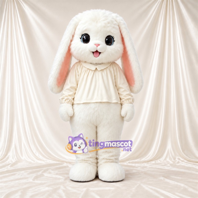 Costume de mascotte Lapin – blanc – Chemisier (crème) Costume de mascotte Lapin – blanc – Chemisier (crème)
