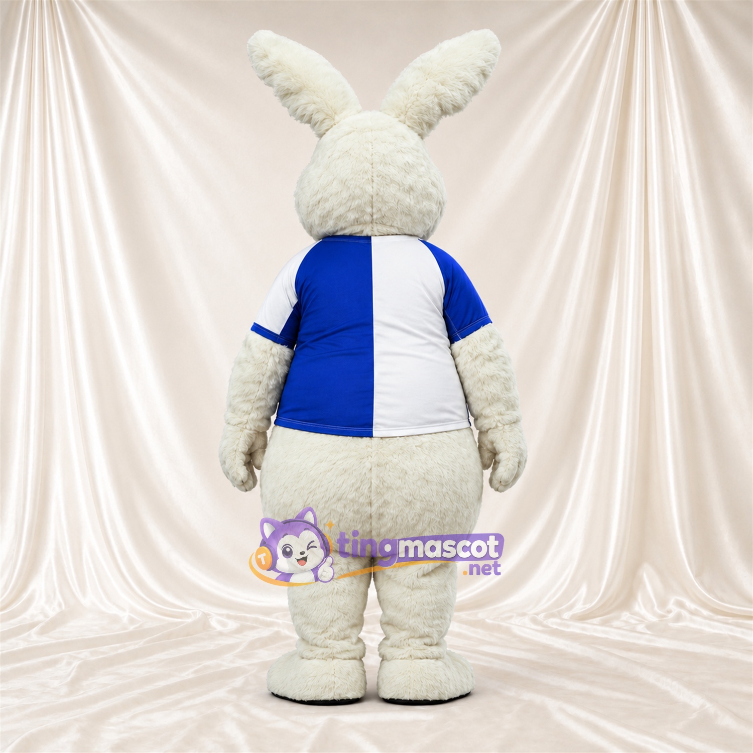Costume de mascotte Lapin – blanc – Maillot (bleu / blanc) Costume de mascotte Lapin – blanc – Maillot (bleu / blanc)