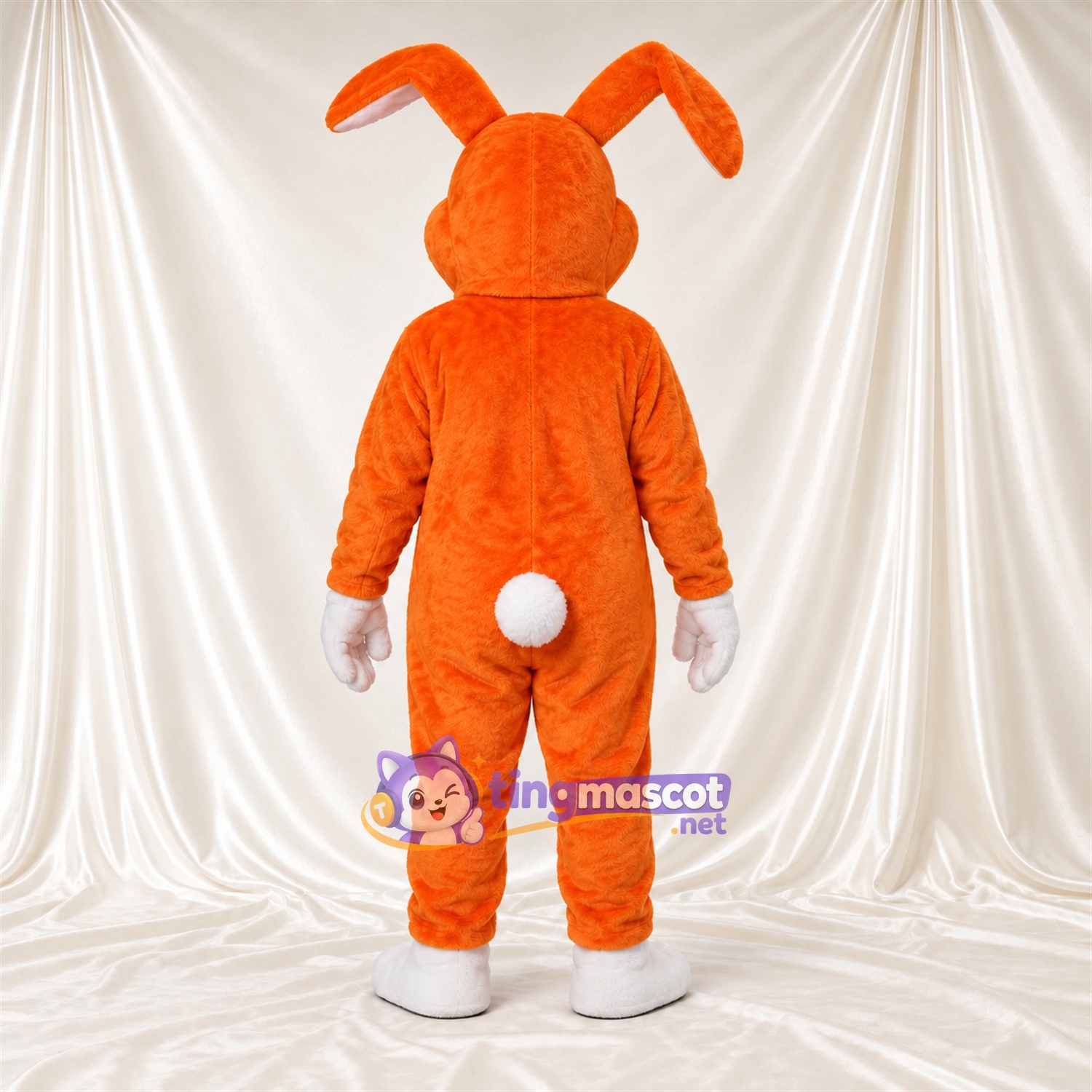 Costume de mascotte Lapin – orange – Ventre (blanc); Oreilles Costume de mascotte Lapin – orange – Ventre (blanc); Oreilles