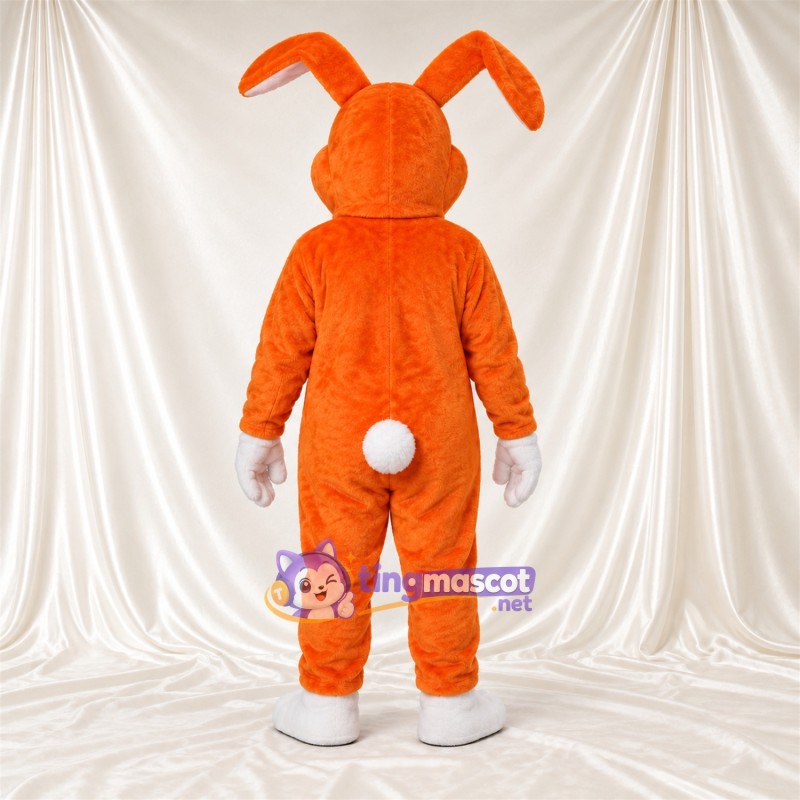 Costume de mascotte Lapin – orange – Ventre (blanc); Oreilles Costume de mascotte Lapin – orange – Ventre (blanc); Oreilles
