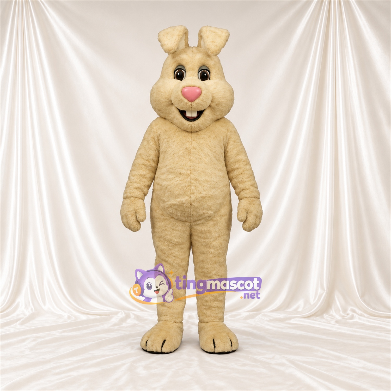 Costume de mascotte Lapin – brun clair – Nez (rose); Grandes incisives Costume de mascotte Lapin – brun clair – Nez (rose); Grandes incisives