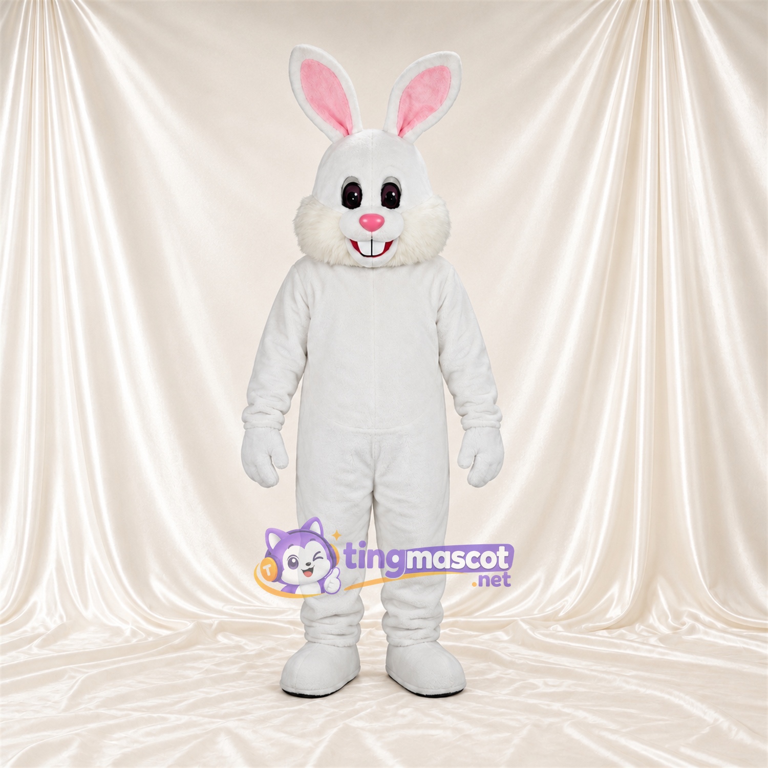 Costume de mascotte Lapin – blanc – Grandes incisives; Tête Costume de mascotte Lapin – blanc – Grandes incisives; Tête