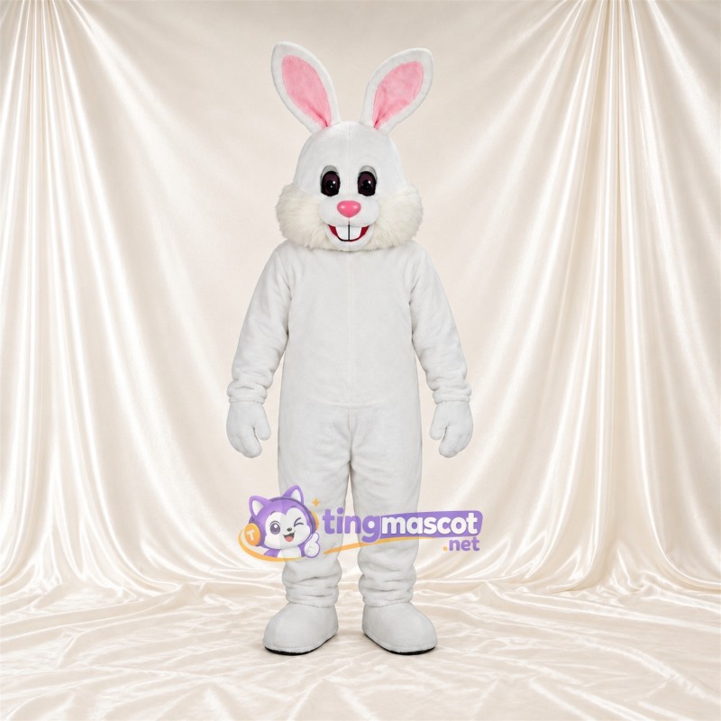 Costume de mascotte Lapin – blanc – Grandes incisives; Tête Costume de mascotte Lapin – blanc – Grandes incisives; Tête