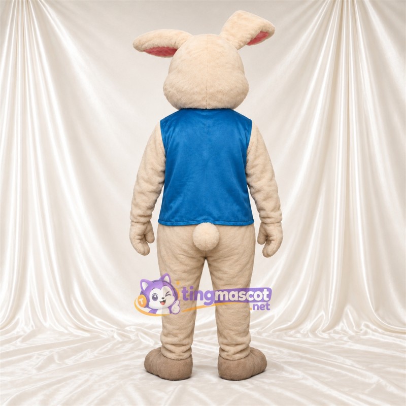 Costume de mascotte Lapin – brun clair – Gilet (bleu); Nœud papillon (jaune) Costume de mascotte Lapin – brun clair – Gilet (bleu); Nœud papillon (jaune)