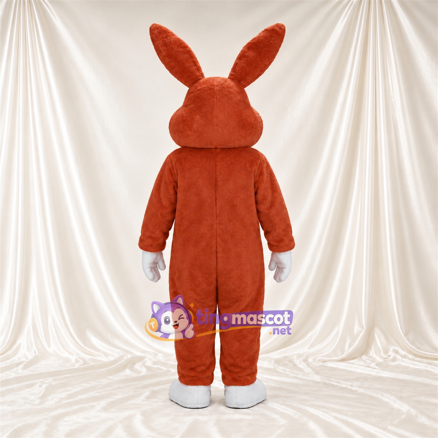 Costume de mascotte Lapin – orange – Ventre (blanc); Longues oreilles Costume de mascotte Lapin – orange – Ventre (blanc); Longues oreilles