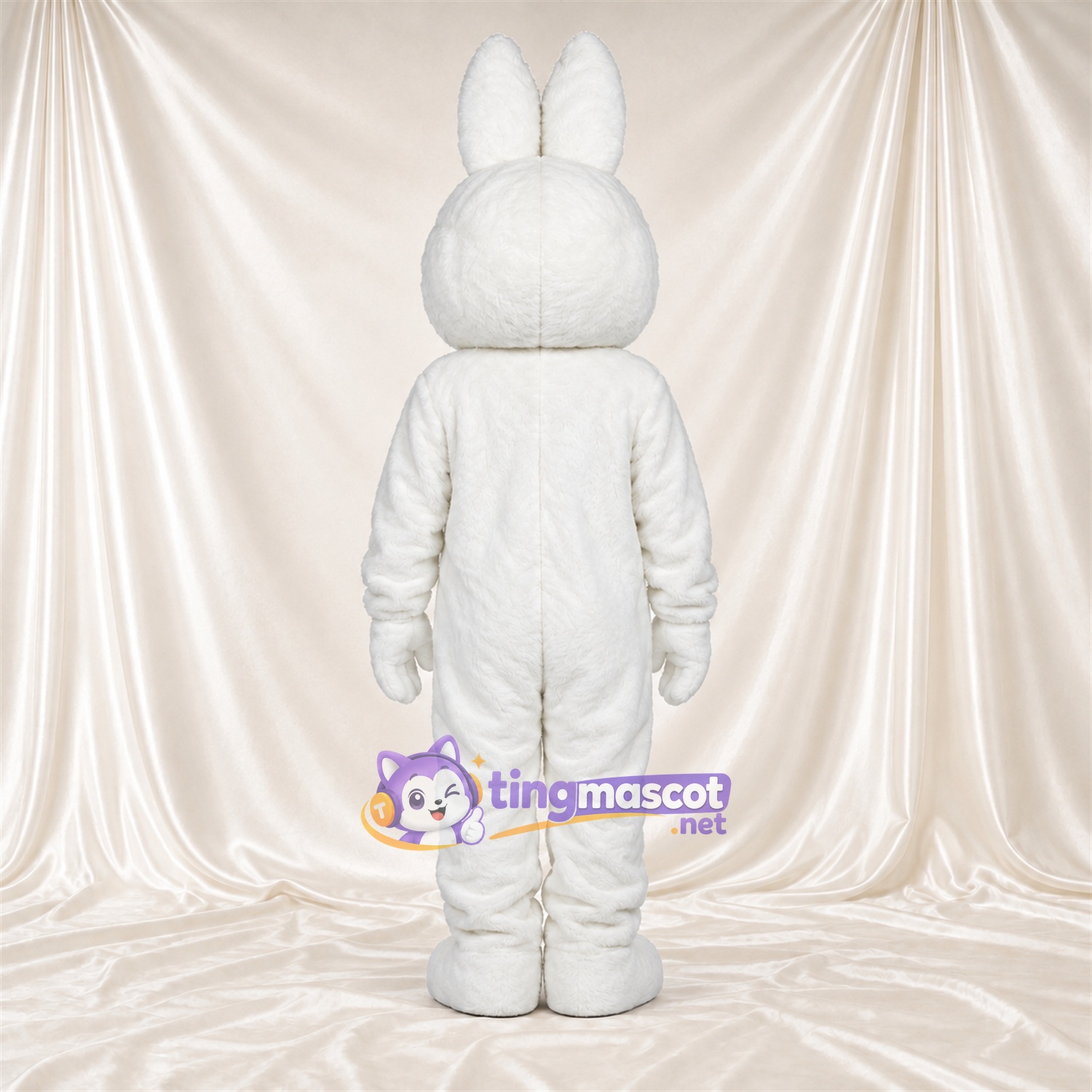 Maskottchenkostüm Hase – weiß – Nase (schwarz); Schräge Augenbrauen Maskottchenkostüm Hase – weiß – Nase (schwarz); Schräge Augenbrauen