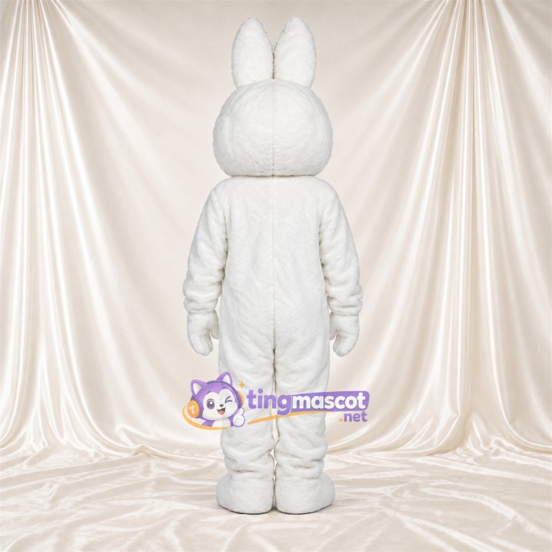 Maskottchenkostüm Hase – weiß – Nase (schwarz); Schräge Augenbrauen Maskottchenkostüm Hase – weiß – Nase (schwarz); Schräge Augenbrauen
