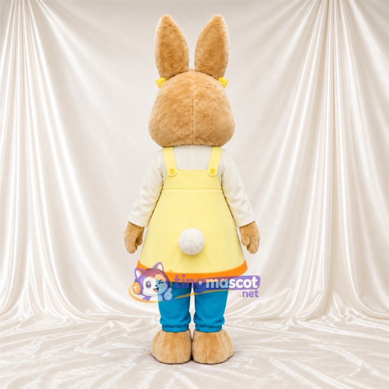 Costume de mascotte Lapin – brun clair – Tablier (jaune) Costume de mascotte Lapin – brun clair – Tablier (jaune)