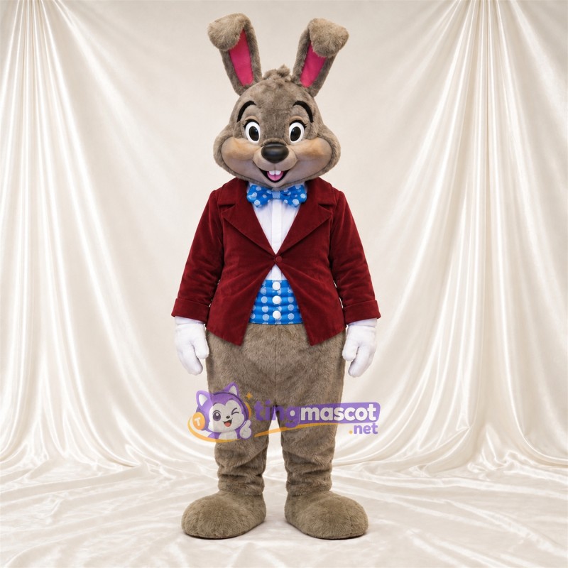 Maskottchenkostüm Hase – braun – Mantel (bordeauxrot) Maskottchenkostüm Hase – braun – Mantel (bordeauxrot)