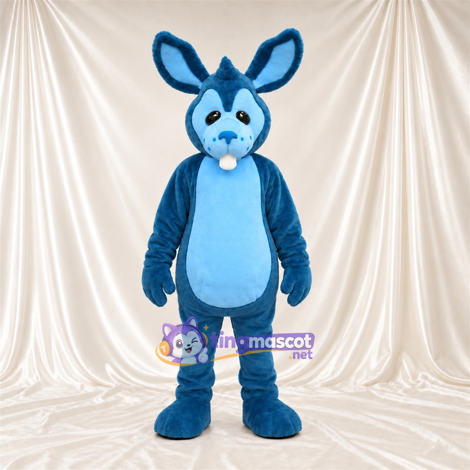 Blue Rabbit Mascot Costume - Light Blue Belly Blue Rabbit Mascot Costume - Light Blue Belly