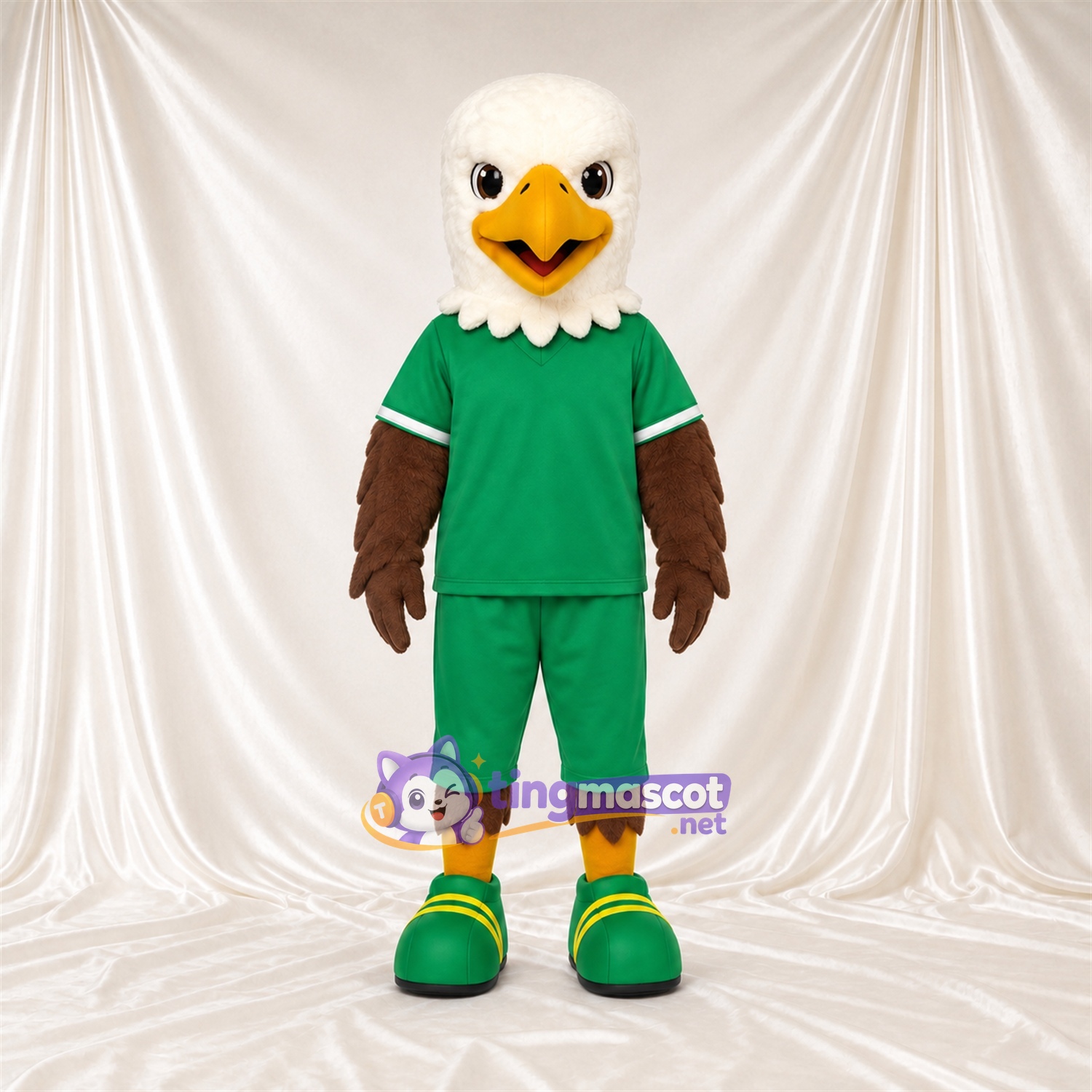 Maskottchenkostüm Adler – braun – Hemd (grün); Shorts Maskottchenkostüm Adler – braun – Hemd (grün); Shorts