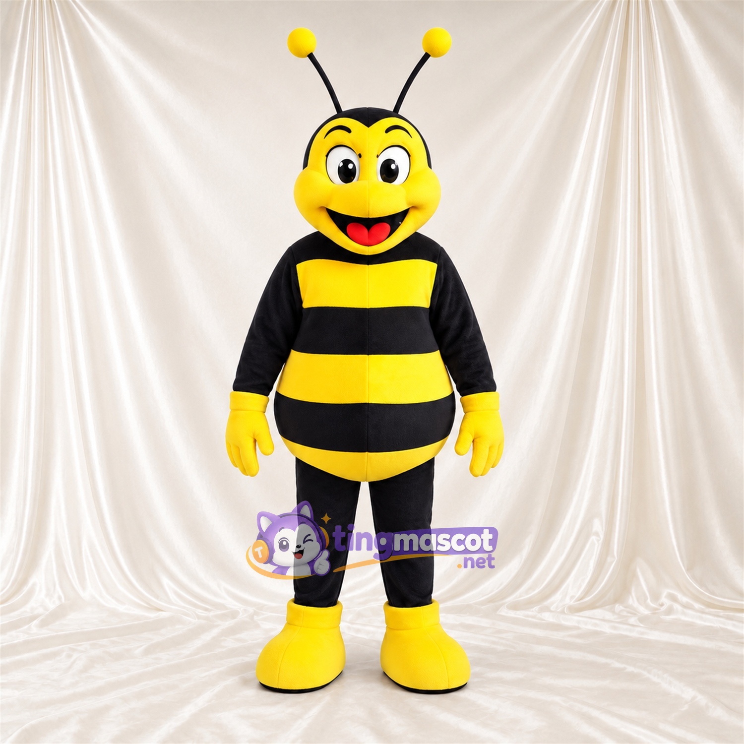 Costume de mascotte Abeille – jaune / noir – Gants (jaune); Pieds (jaune) Costume de mascotte Abeille – jaune / noir – Gants (jaune); Pieds (jaune)