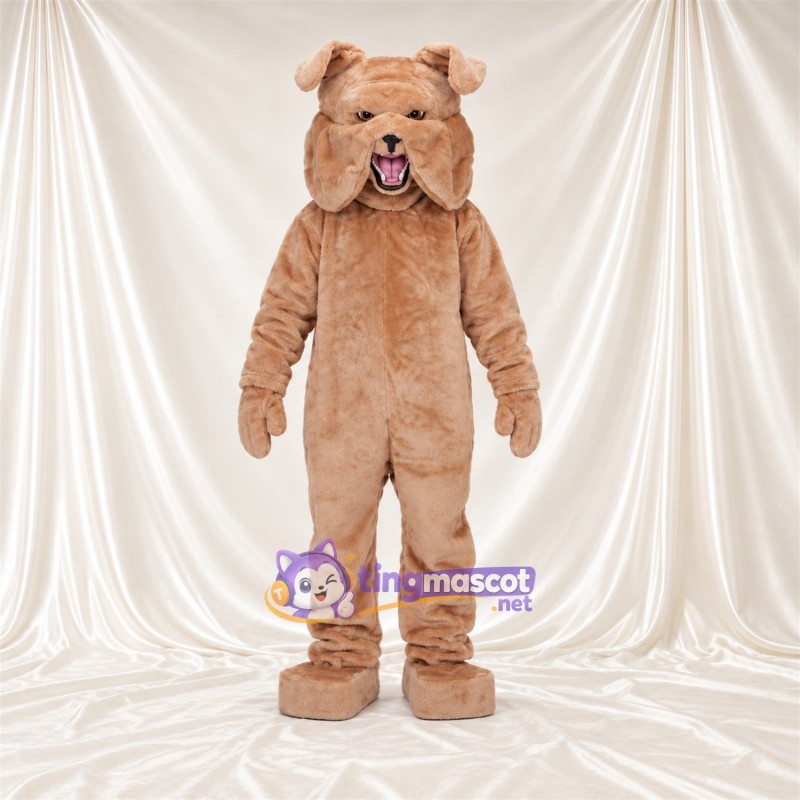 Costume de mascotte Bouledogue – brun clair – Visage; Langue (rose) Costume de mascotte Bouledogue – brun clair – Visage; Langue (rose)