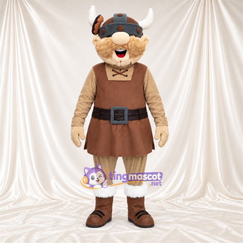 Costume de mascotte Chien viking – brun clair – Casque Costume de mascotte Chien viking – brun clair – Casque